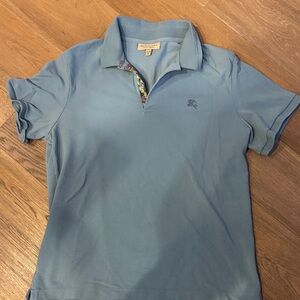 Burberry Light Blue Polo with Tonal Logo